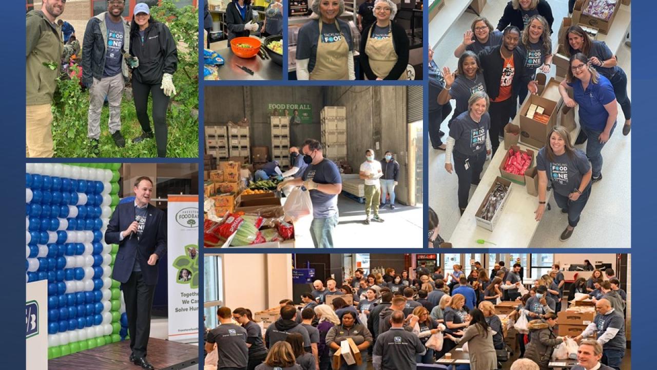 Collage of images showing employees volunteering on Fifth Third Day