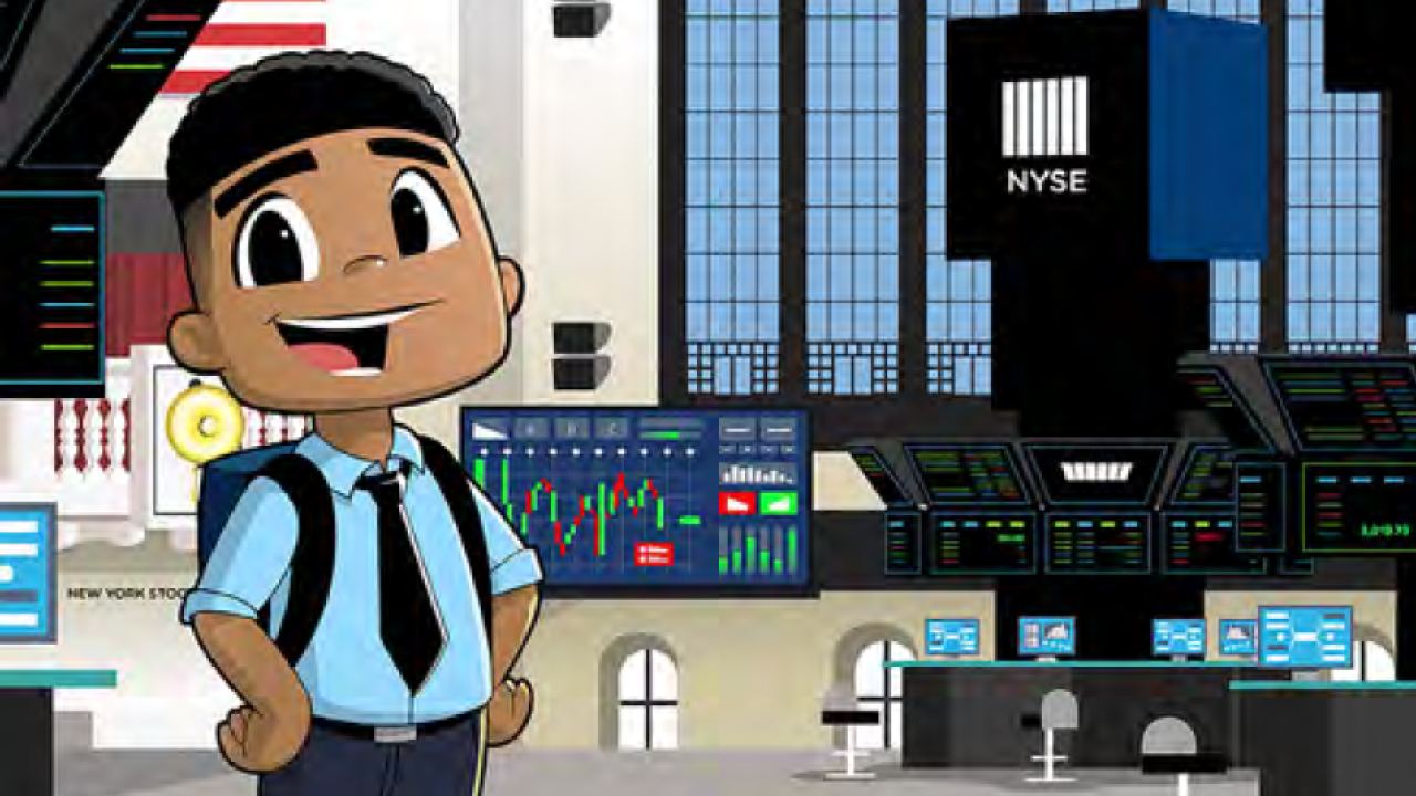 Illustration of Maximillion Money at the New York Stock Exchange