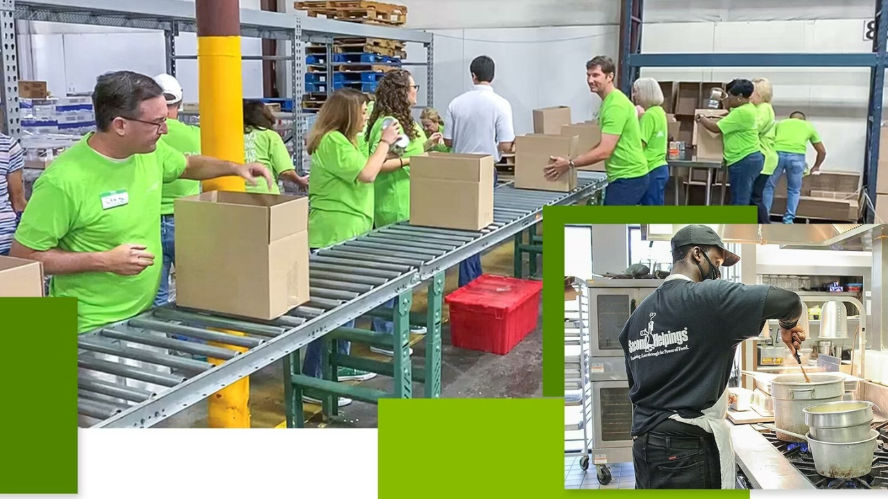 volunteers at a food bank