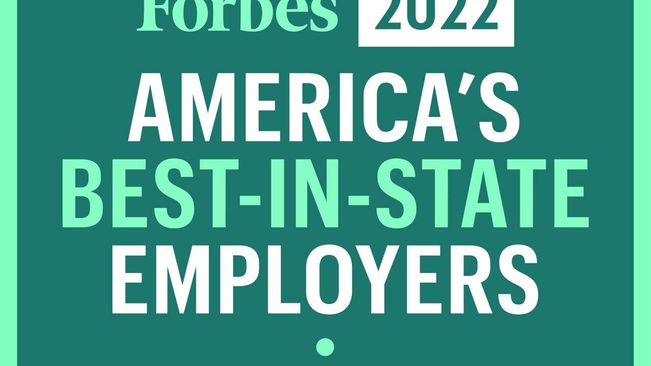 Forbes 2022 America’s Best-In-State employers logo – blue and white 