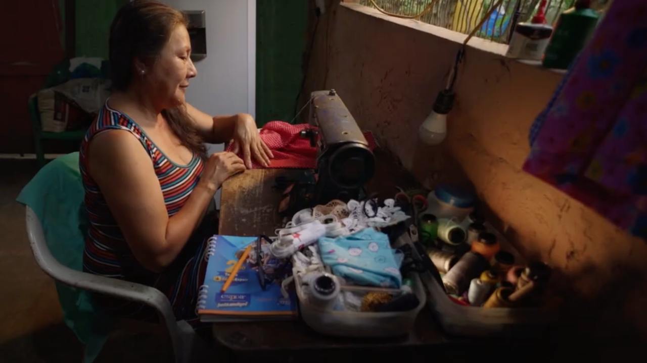 Person at a sewing machine