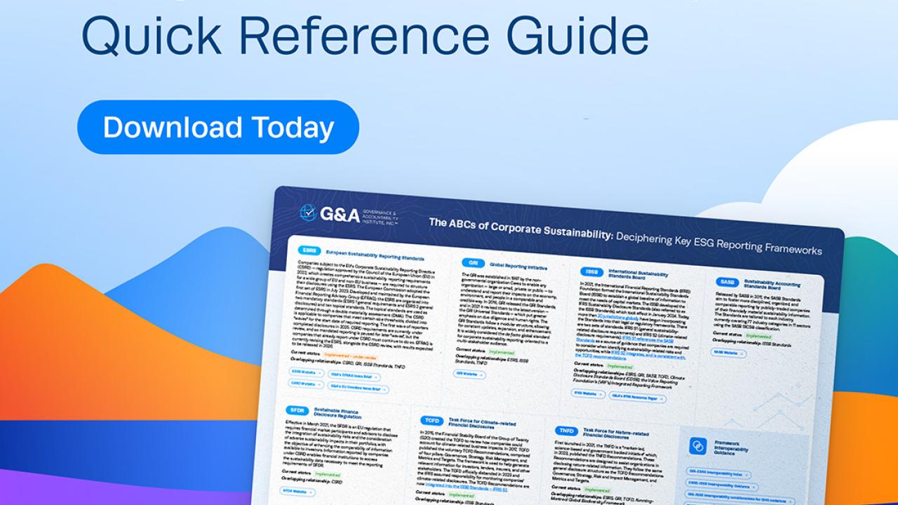 G&A's ABCs of Corporate Sustainability Quick Reference Guide