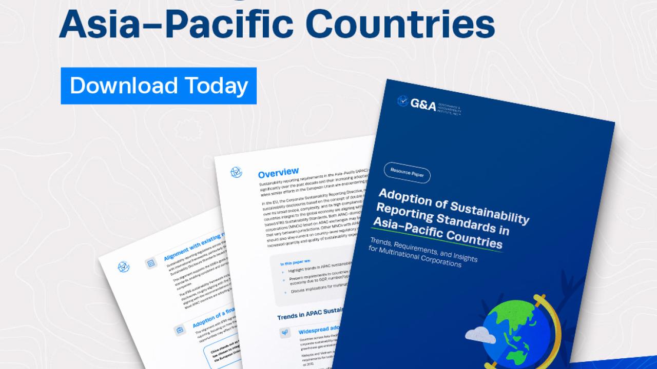 Adoption of Sustainability Reporting Standards in Asia-Pacific Countries – A G&A Institute Resource Paper