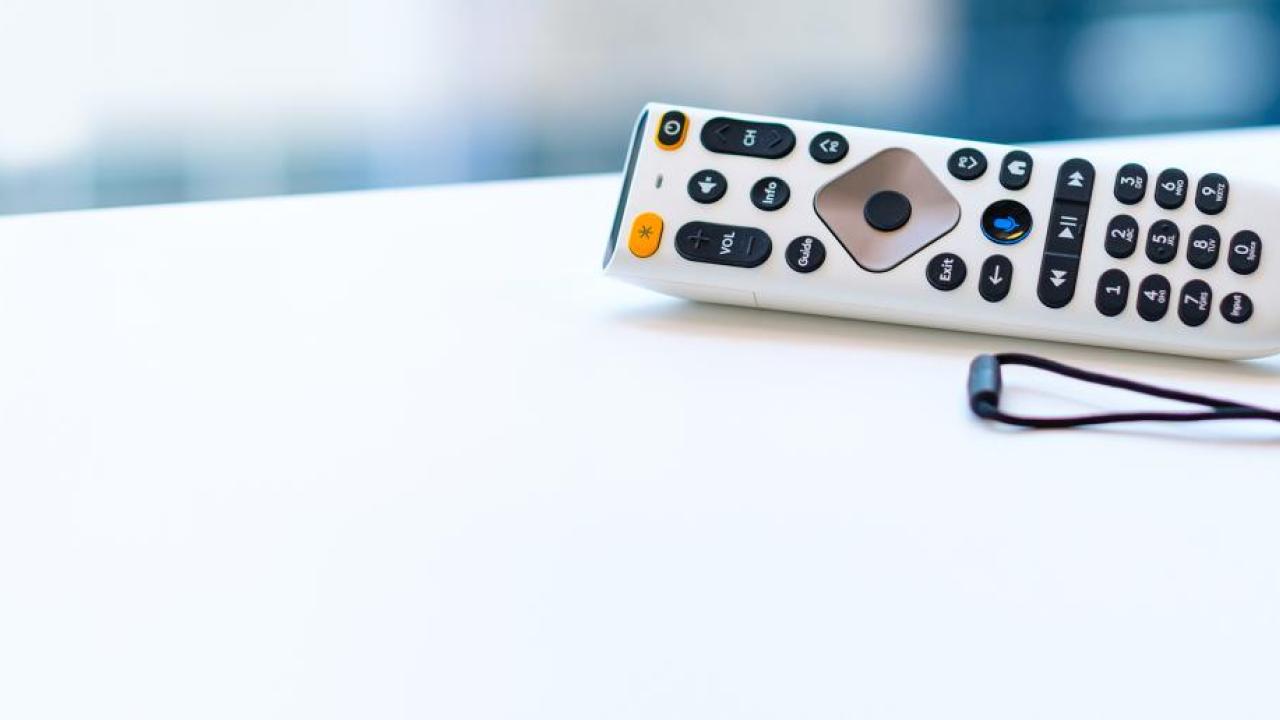 remote control on white desk