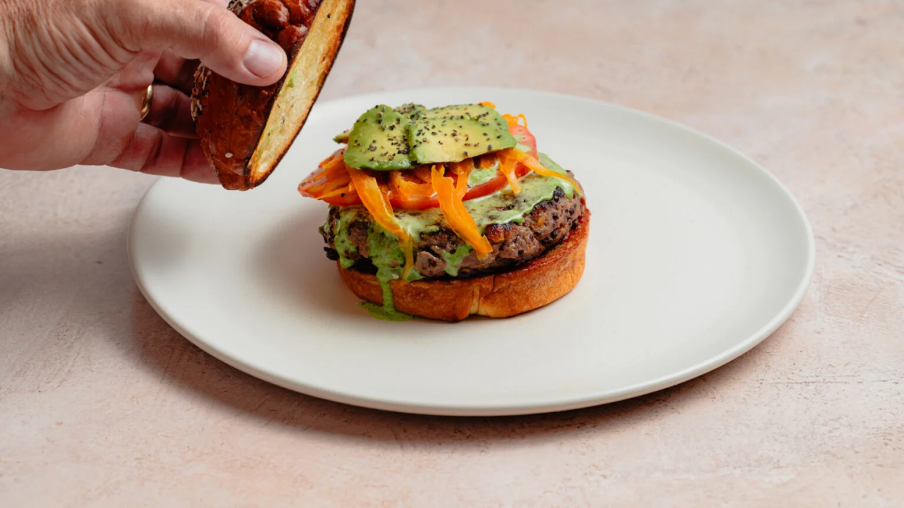 A meal is shown on a plate.