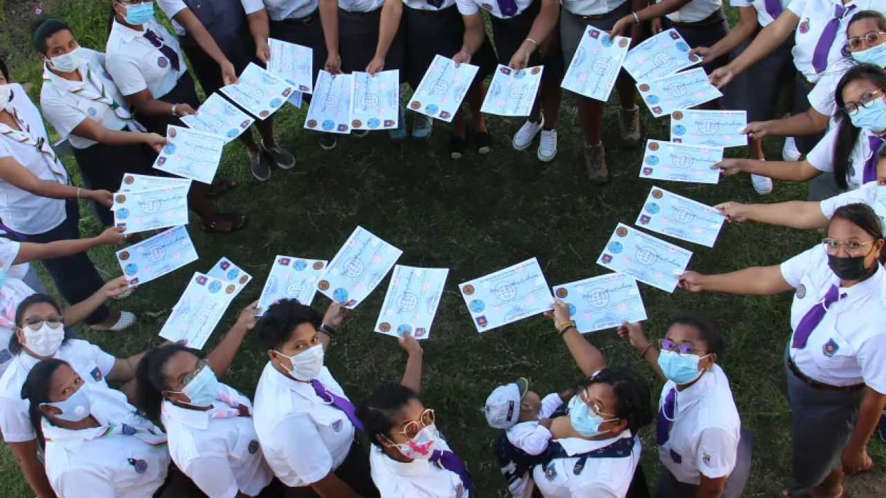 circle of girls from above