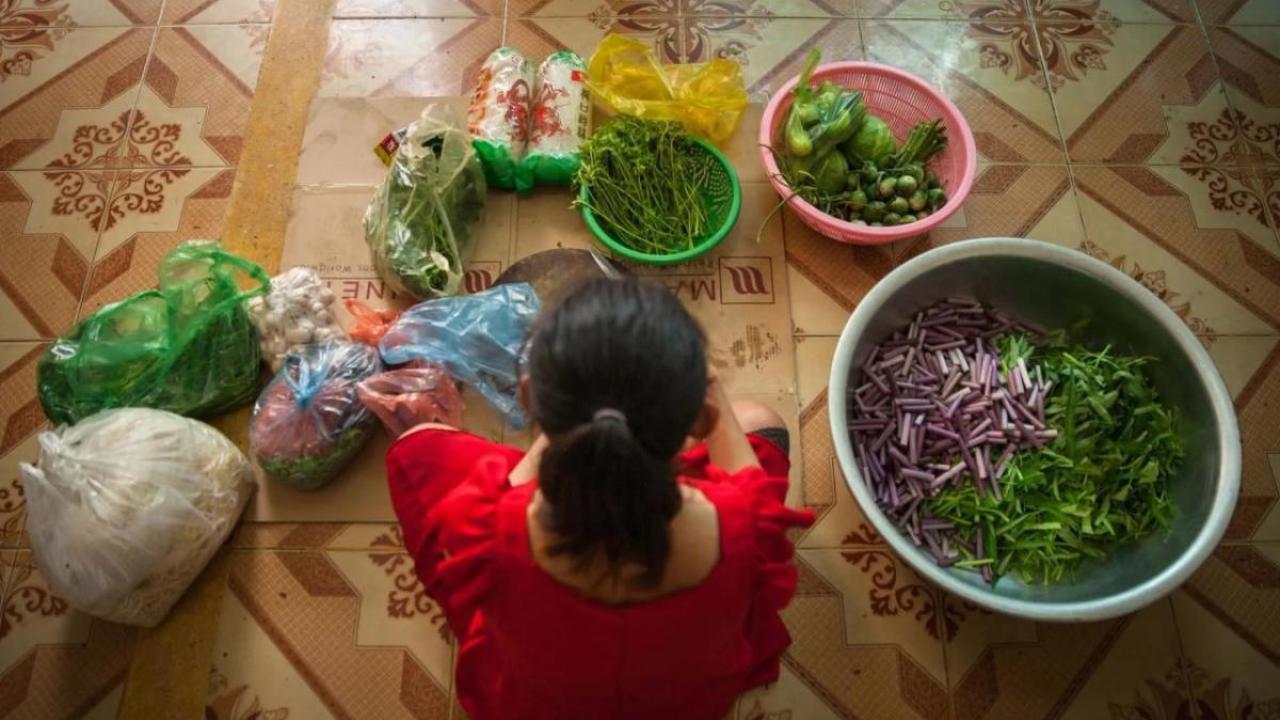 Woman working on her small business