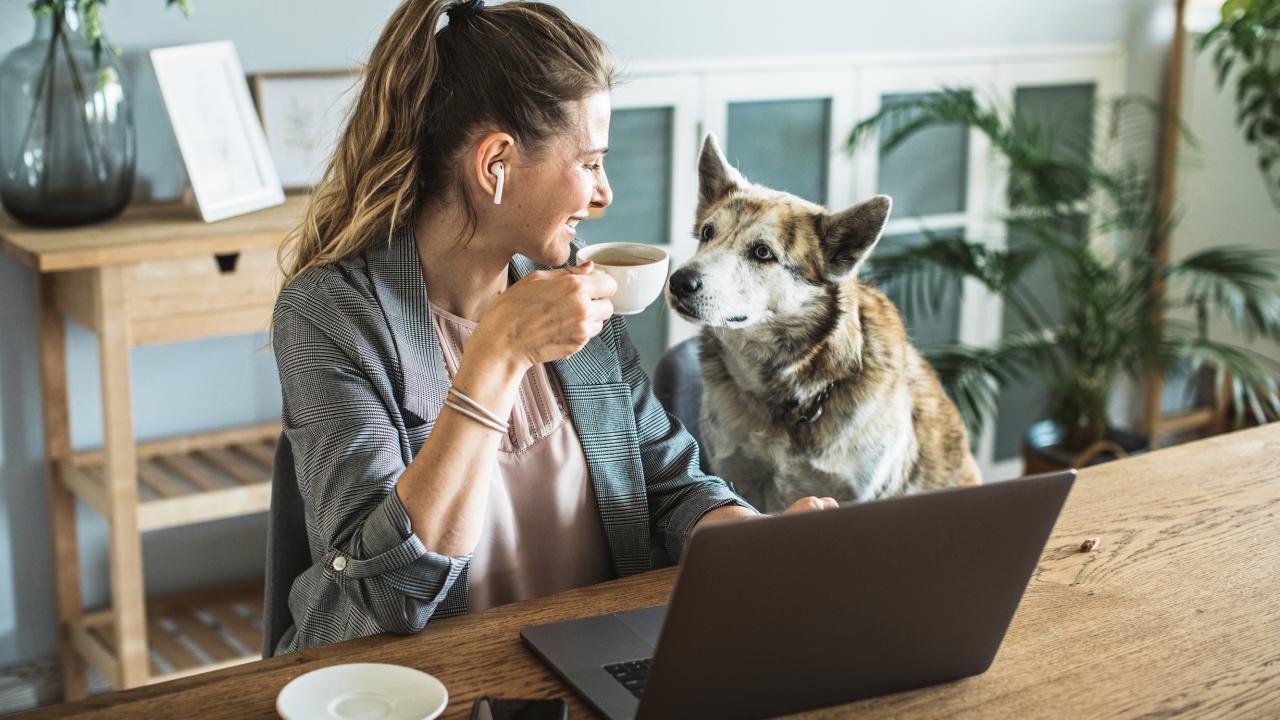 Woman with dog.