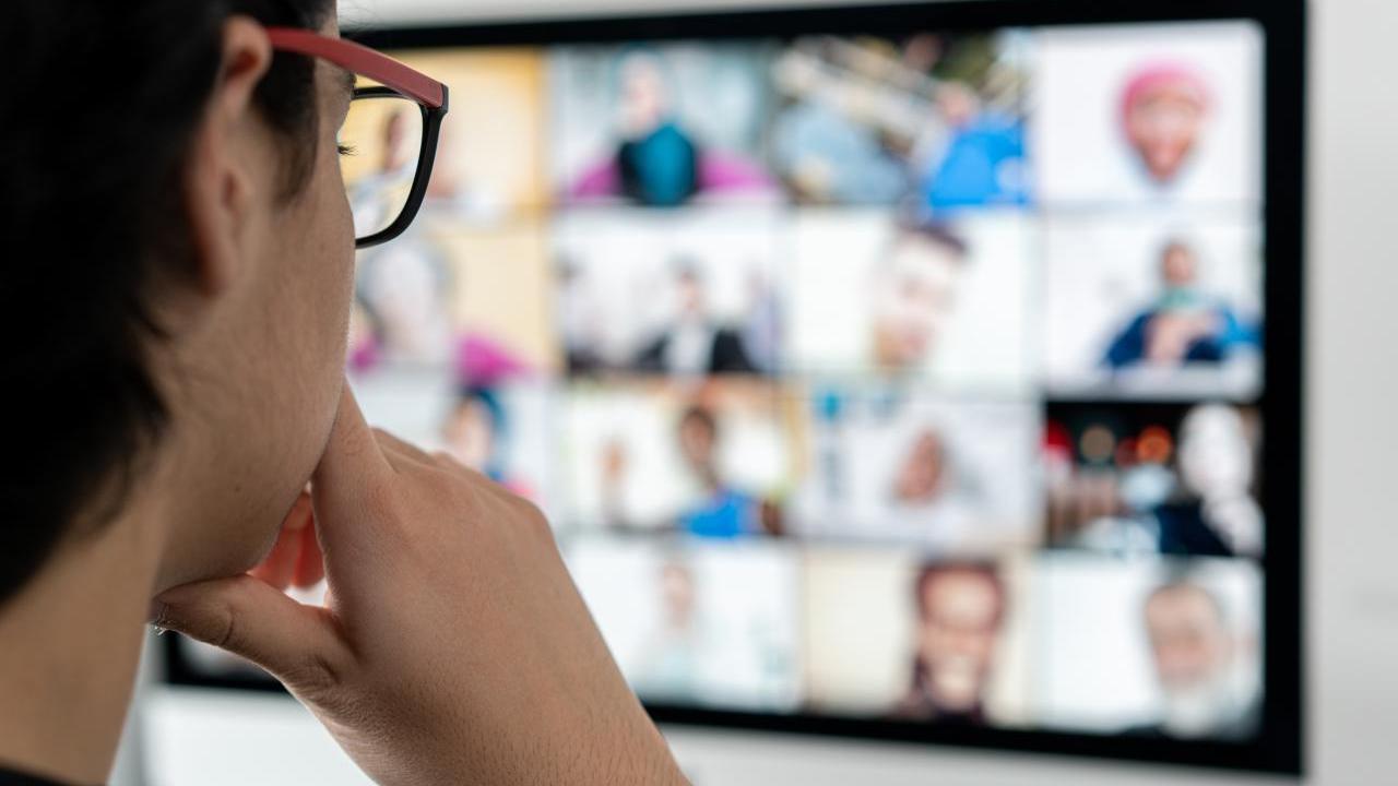 Person in a desktop meeting