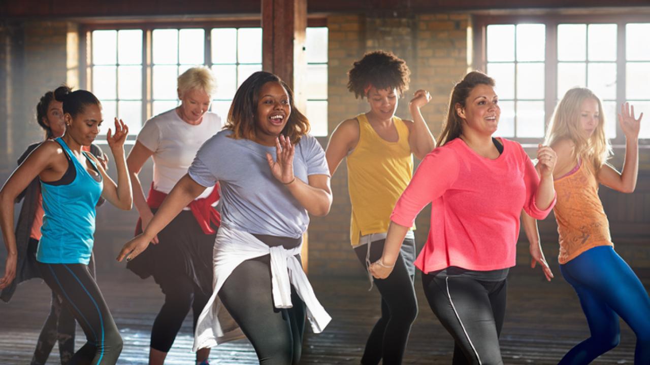 group of people working out together