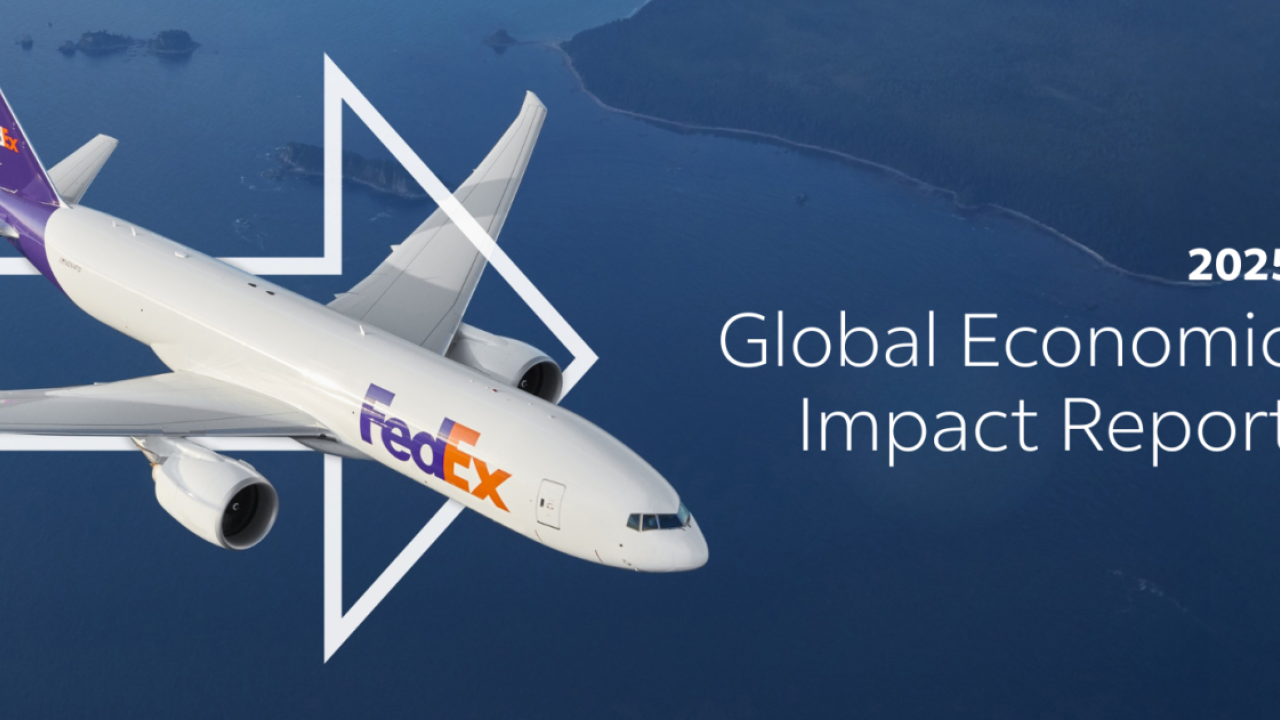 "2025 Global Economic Impact Report" next to image of FedEx plane