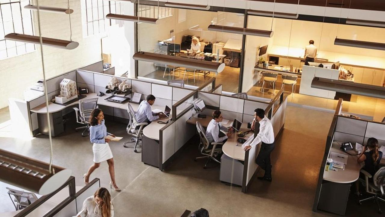 View of a busy office space