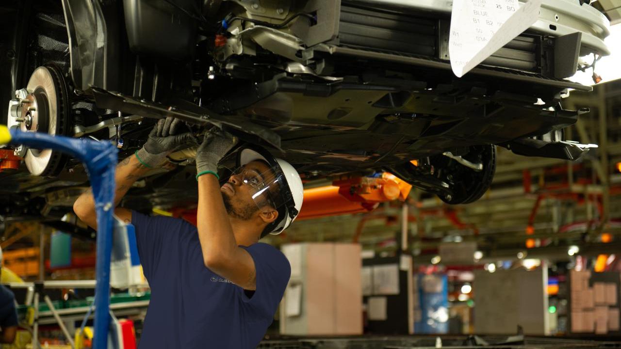 person working on a vehicle