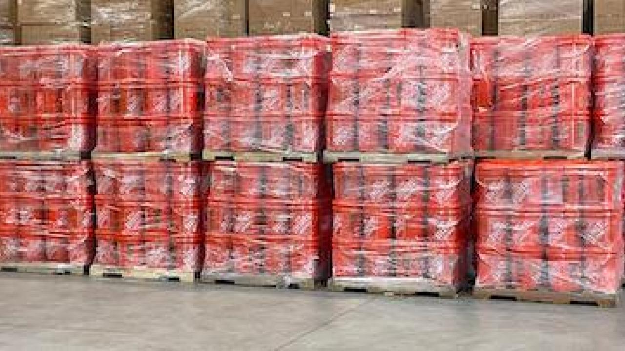 Home Depot disaster kits shrink wrapped and ready for distribution.