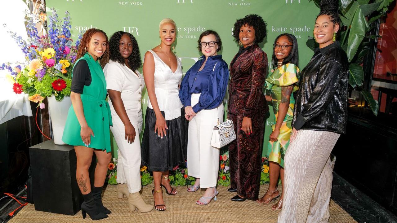 Liz Fraser, Brandice Daniel and Bowie State students at the kate spade new york x HFR Dinner; Photo Credit: BFA/Sansho Scott