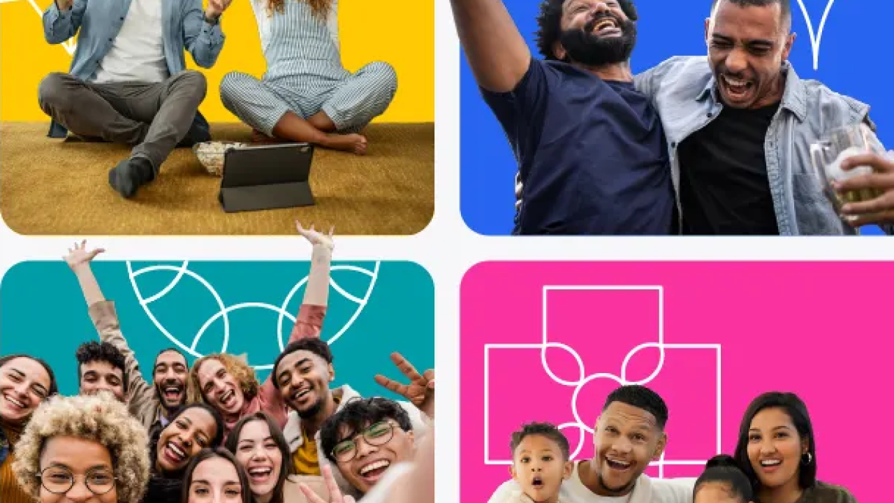 Photo montage of people watching sports.
