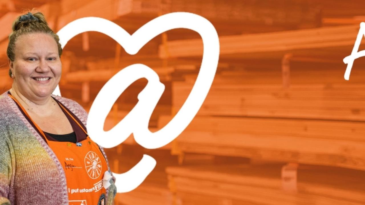 Orange at Heart logo with a photo of Angie.