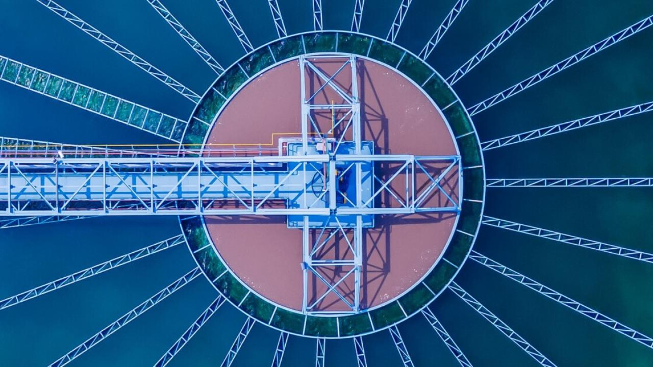 Overhead shot of water treatment facility