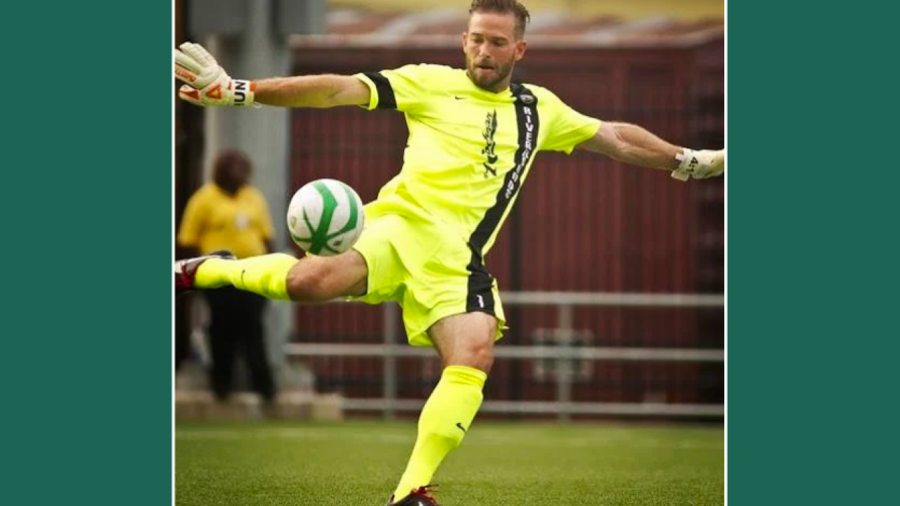 Hunter Gilstrap playing soccer.