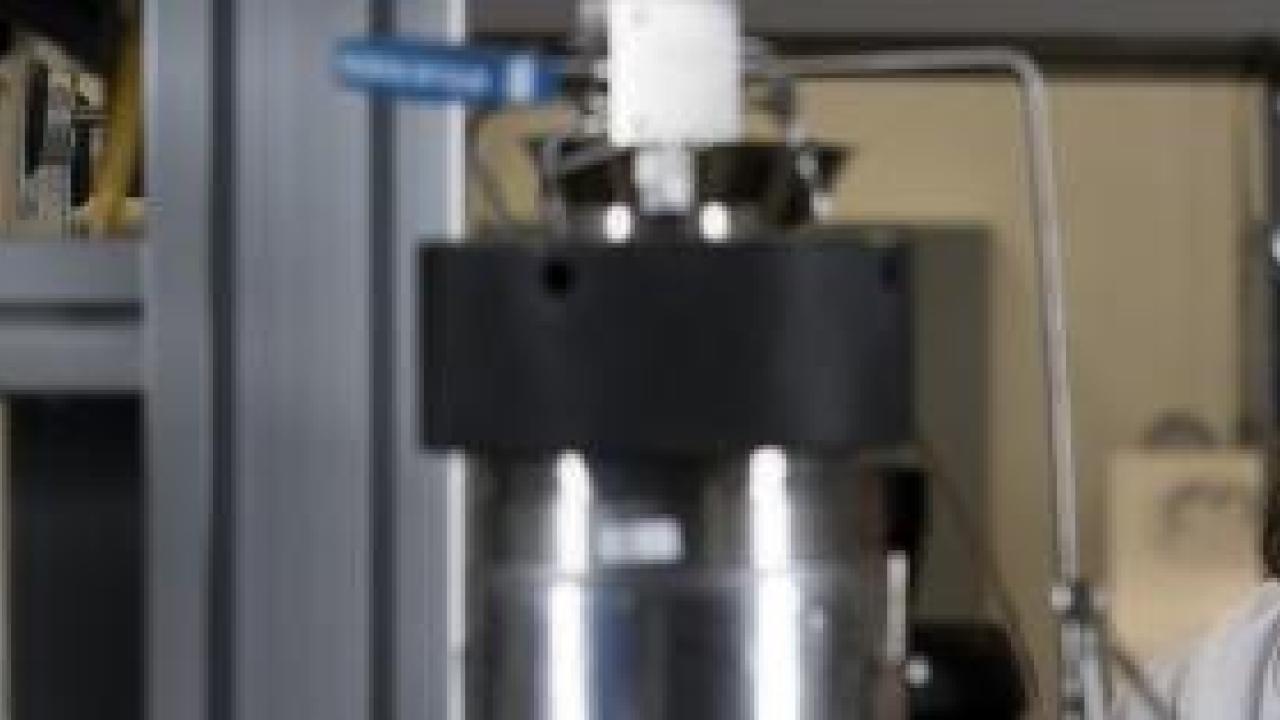 A person working in a hydrogen testing facility