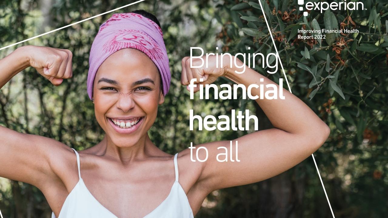 Person shows their muscles. Reads: "Experian. Bringing Financial health to all."