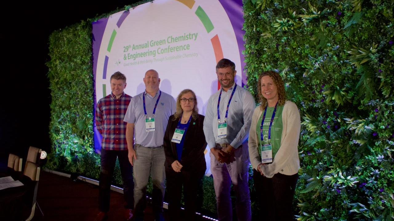 Group photo on stage at the Annual Green Chemistry and Engineering Conference