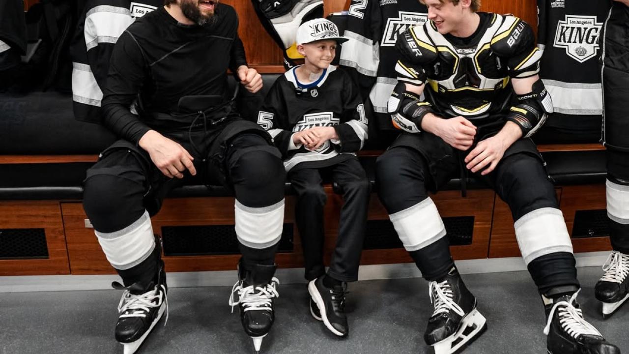 On game day, Joshua geared up to take the ice with the starting lineup.