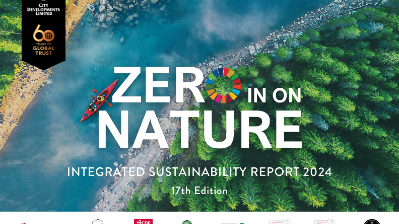 "Zero in on nature" City Developments Limited's Integrated Sustainability Report cover