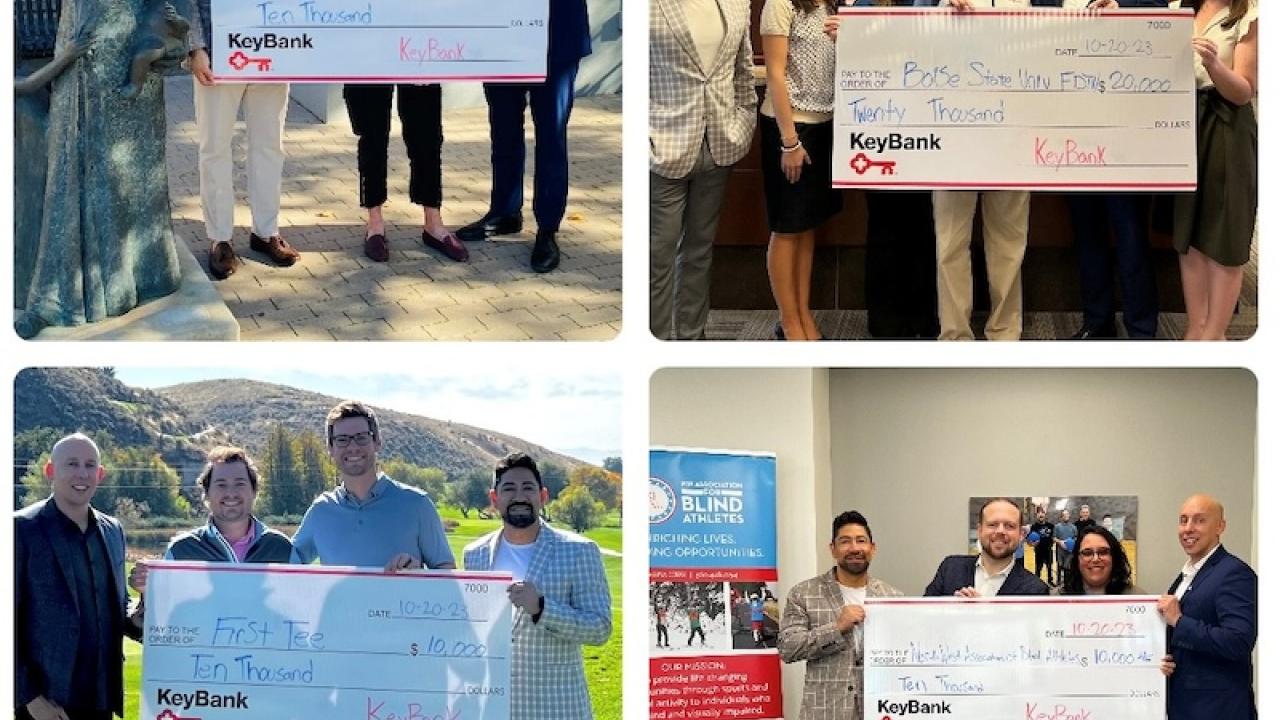 Photo collage showing the four KeyBank grants to Boise, Idaho charities. 