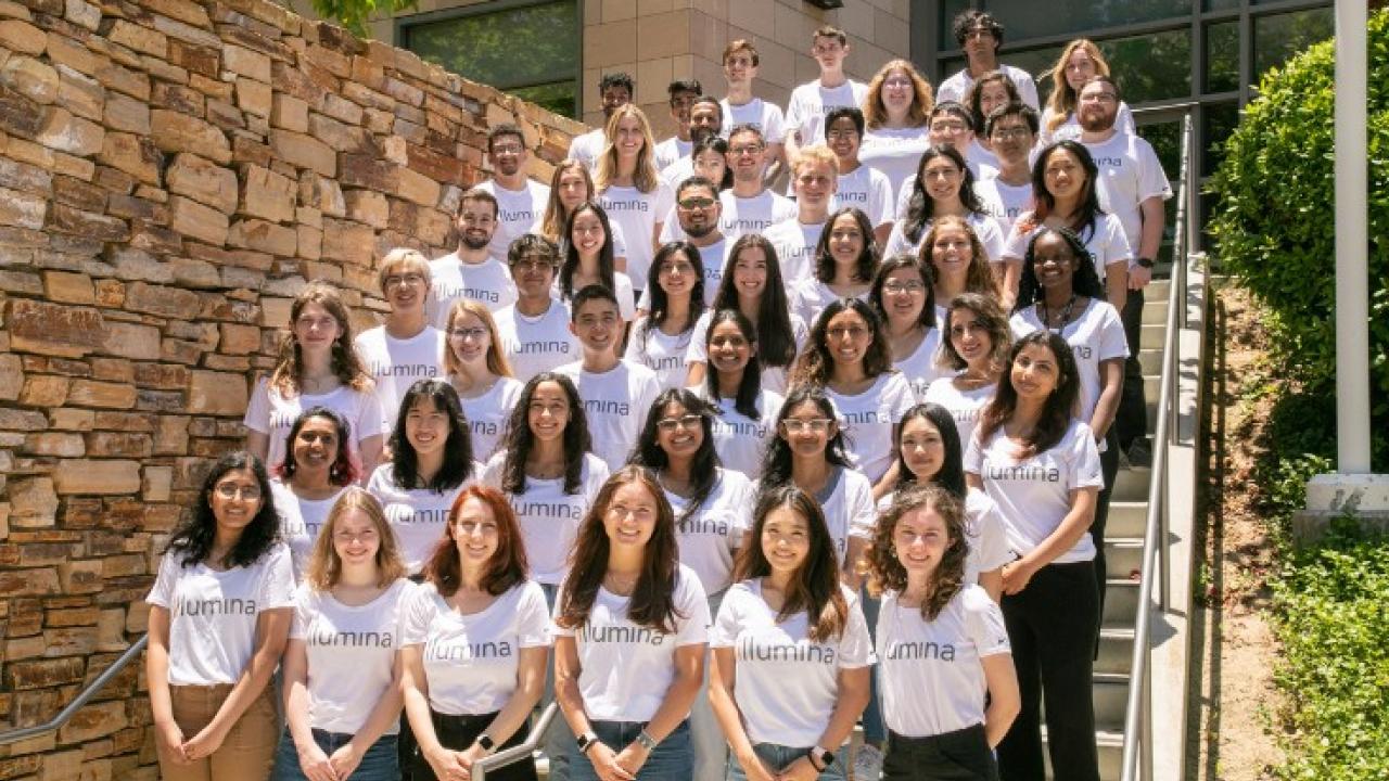 A group of interns during a two-day meeting at Illumina’s San Diego headquarters.