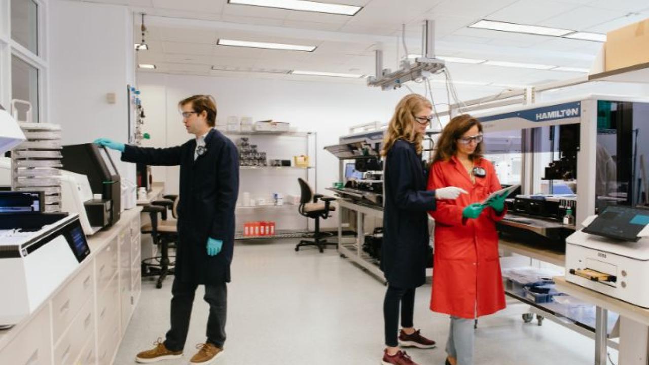 Nick Fackler, Logan Readnour, and Marilene Pavan lead the sequencing efforts at LanzaTech's labs.