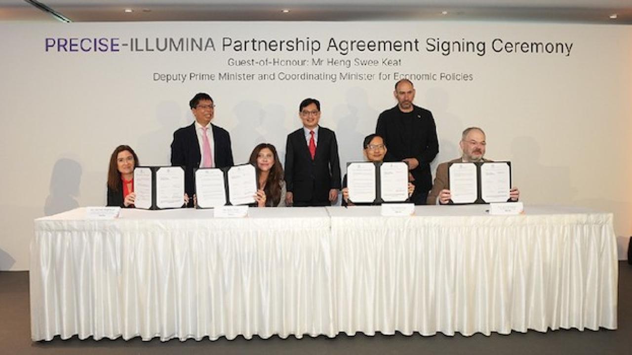 Photo: Deputy Prime Minister and Coordinating Minister for Economic Policies Heng Swee Keat as Guest-of-Honour, gracing the PRECISE-ILLUMINA Partnership Agreement Ceremony, on 26 May at Illumina’s Woodlands Laboratory.
