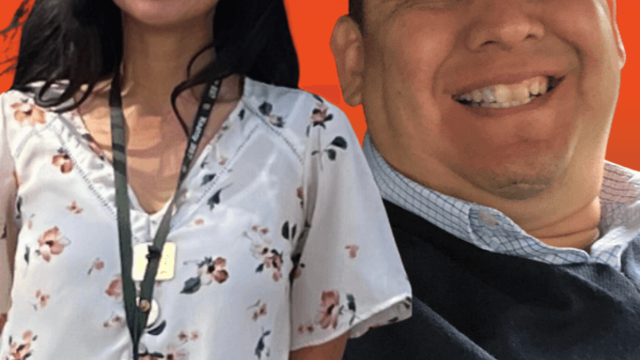  San Diego educators Hannah Nakamoto, a chemistry and physics teacher at Kearny High School, and Mario Patiño, a middle and high school science teacher at the Preuss School at UCSD. 