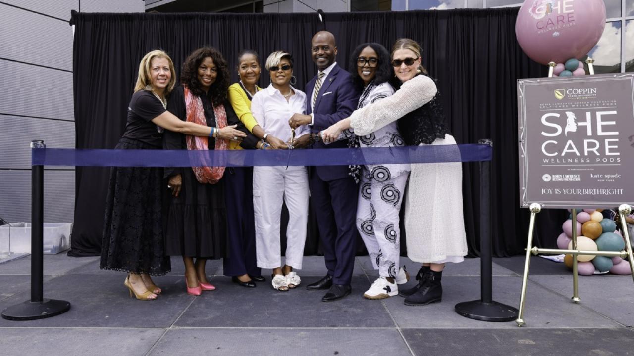 Ribbon cutting at Coppin State for SheCare Wellness Pod