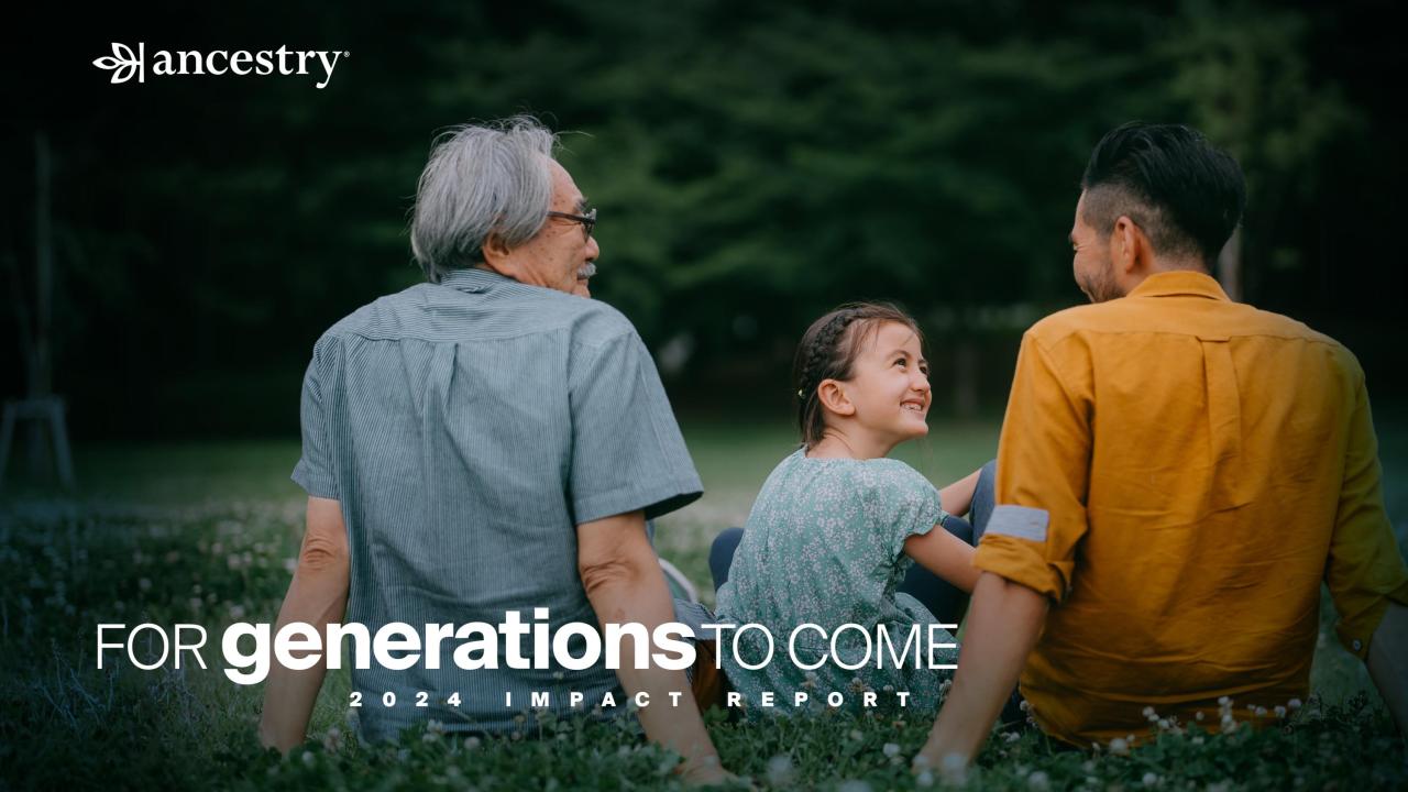 "For Generations to Come" with a family in the background