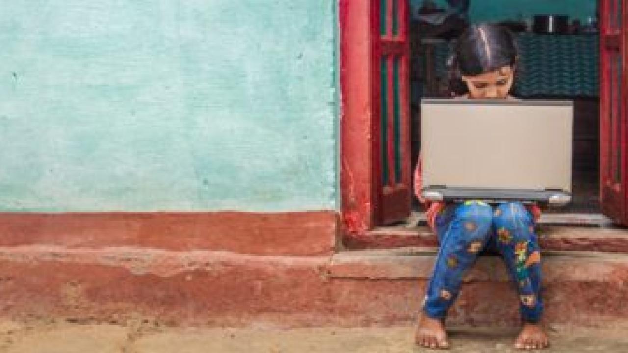Girl using laptop