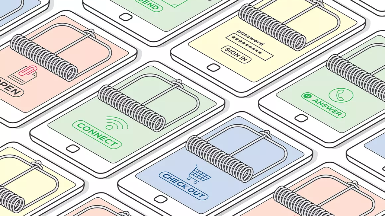 illustration of smartphones as mouse traps