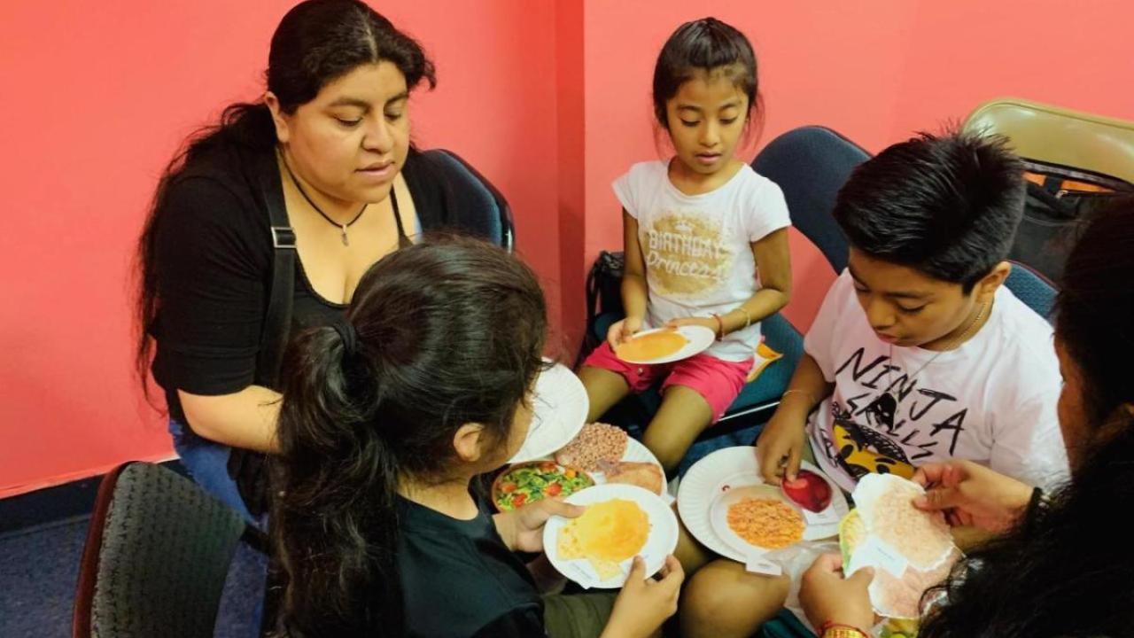 Family eating food together