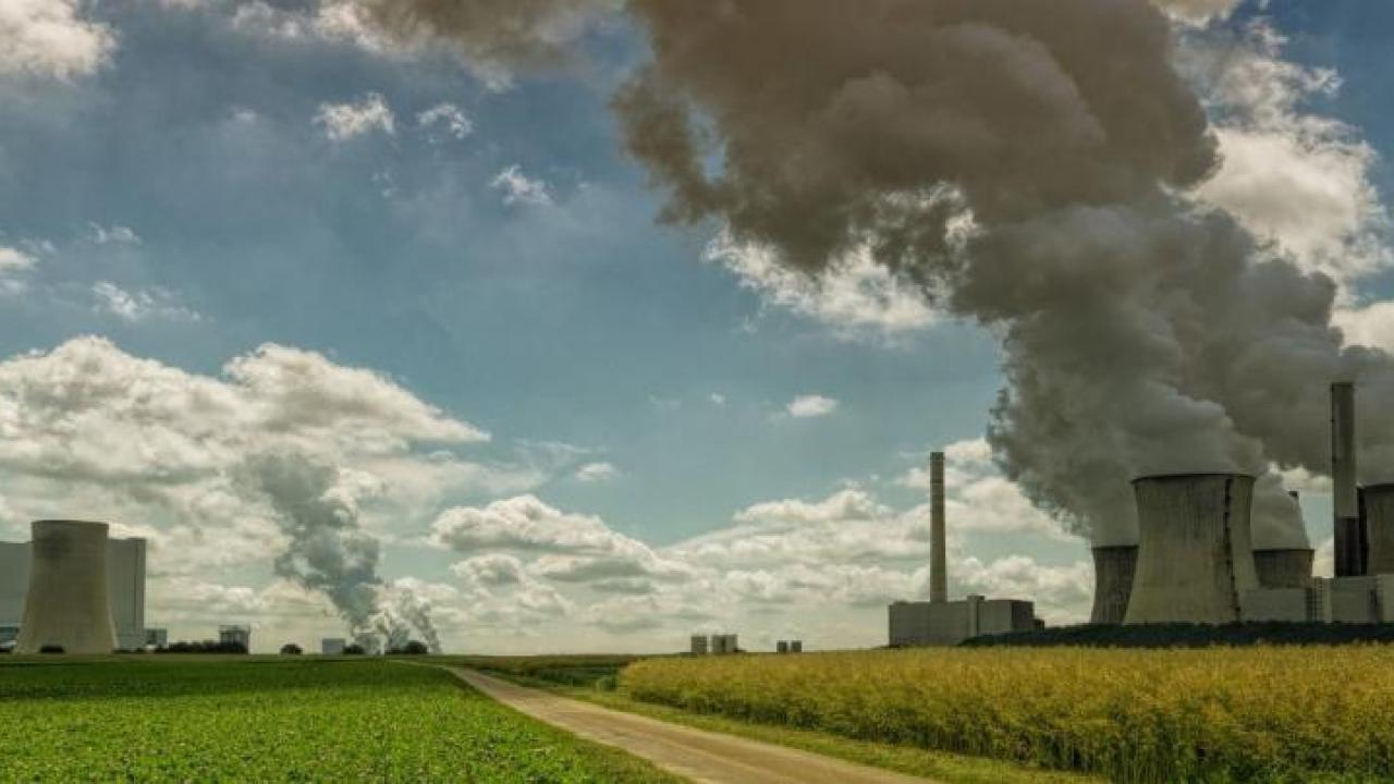 Landscape view of nuclear energy plant