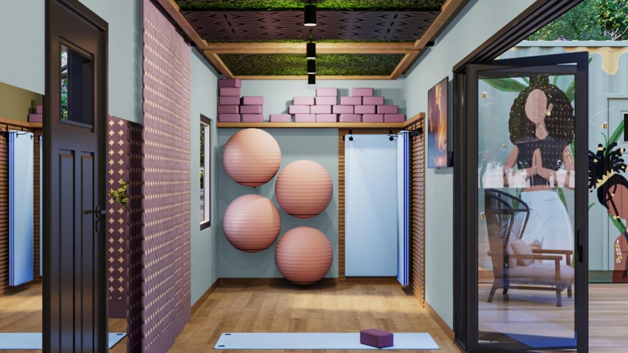 Room with yoga mats on the floor