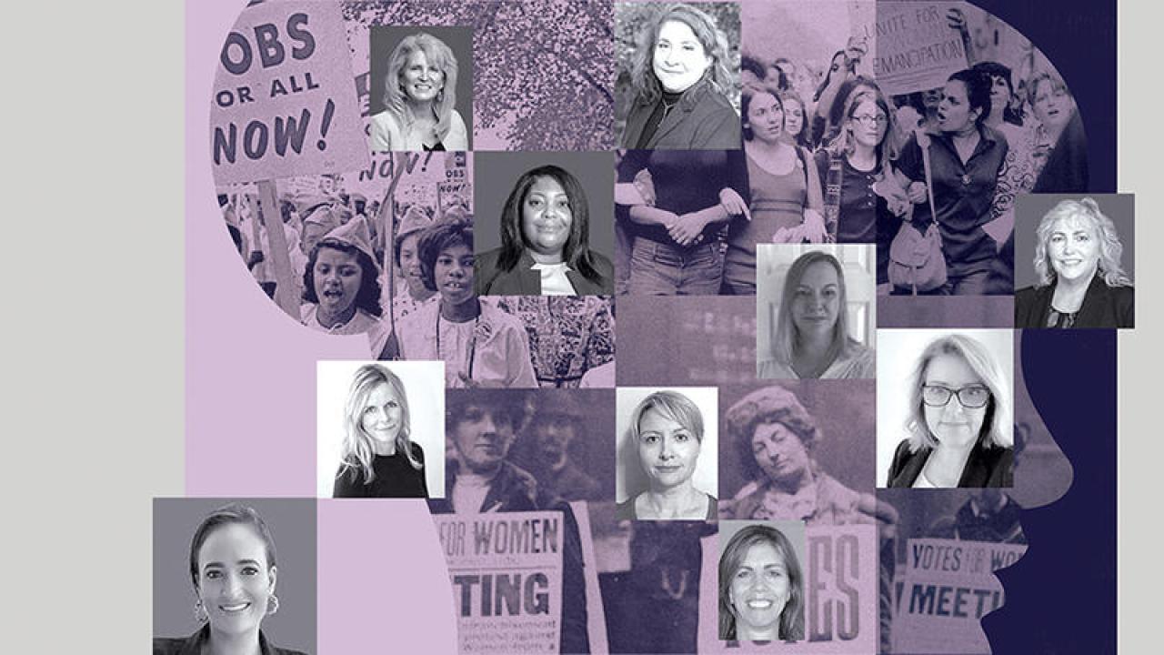 collage of pictures of women