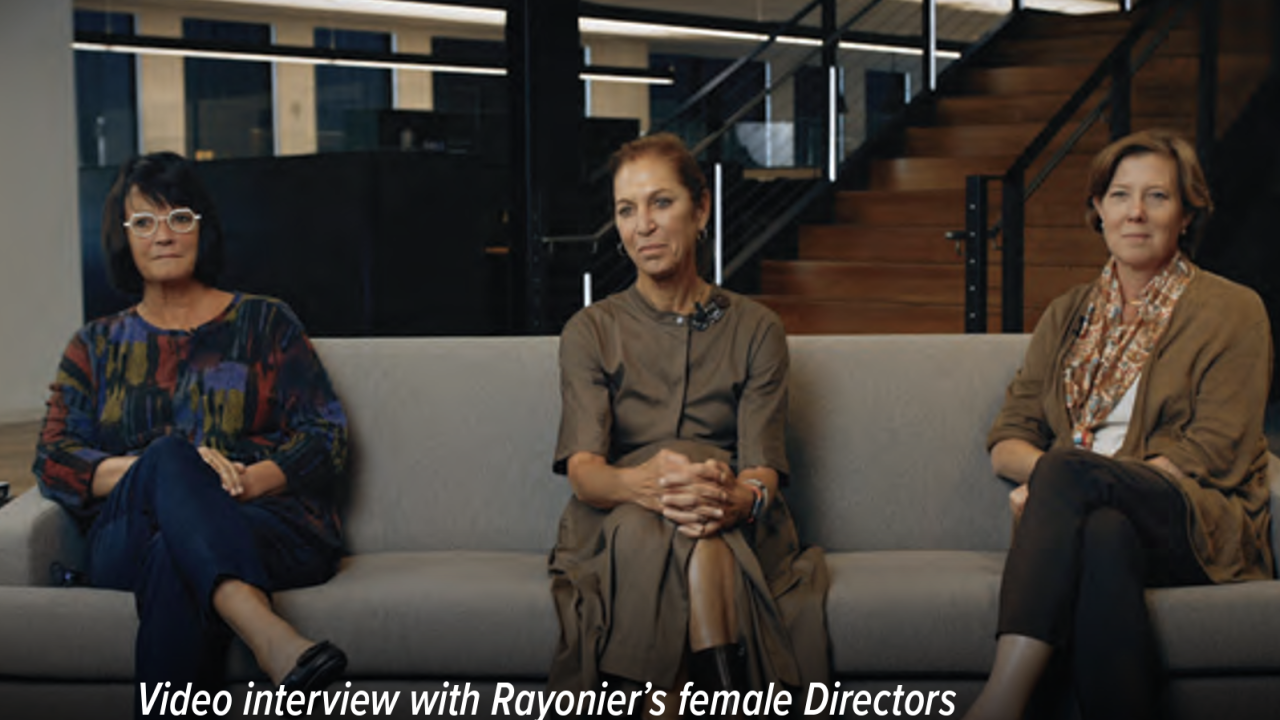 Three Rayonier female directors sat on a couch
