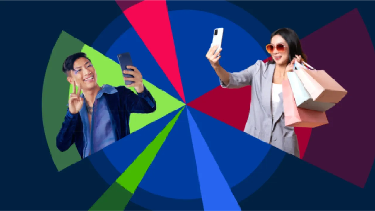 Two people take separate selfies