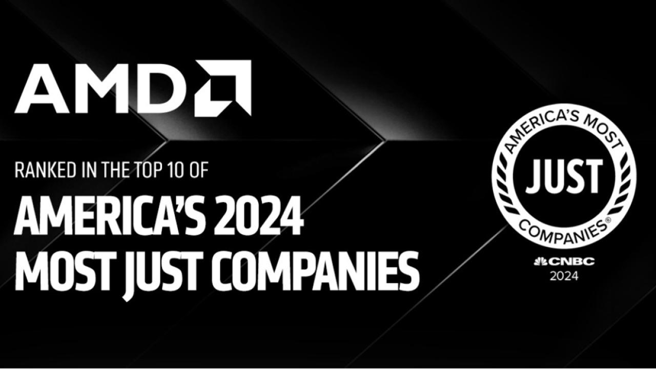 "AMD ranked in the top 10 of America's 2024 Most JUST Companies"