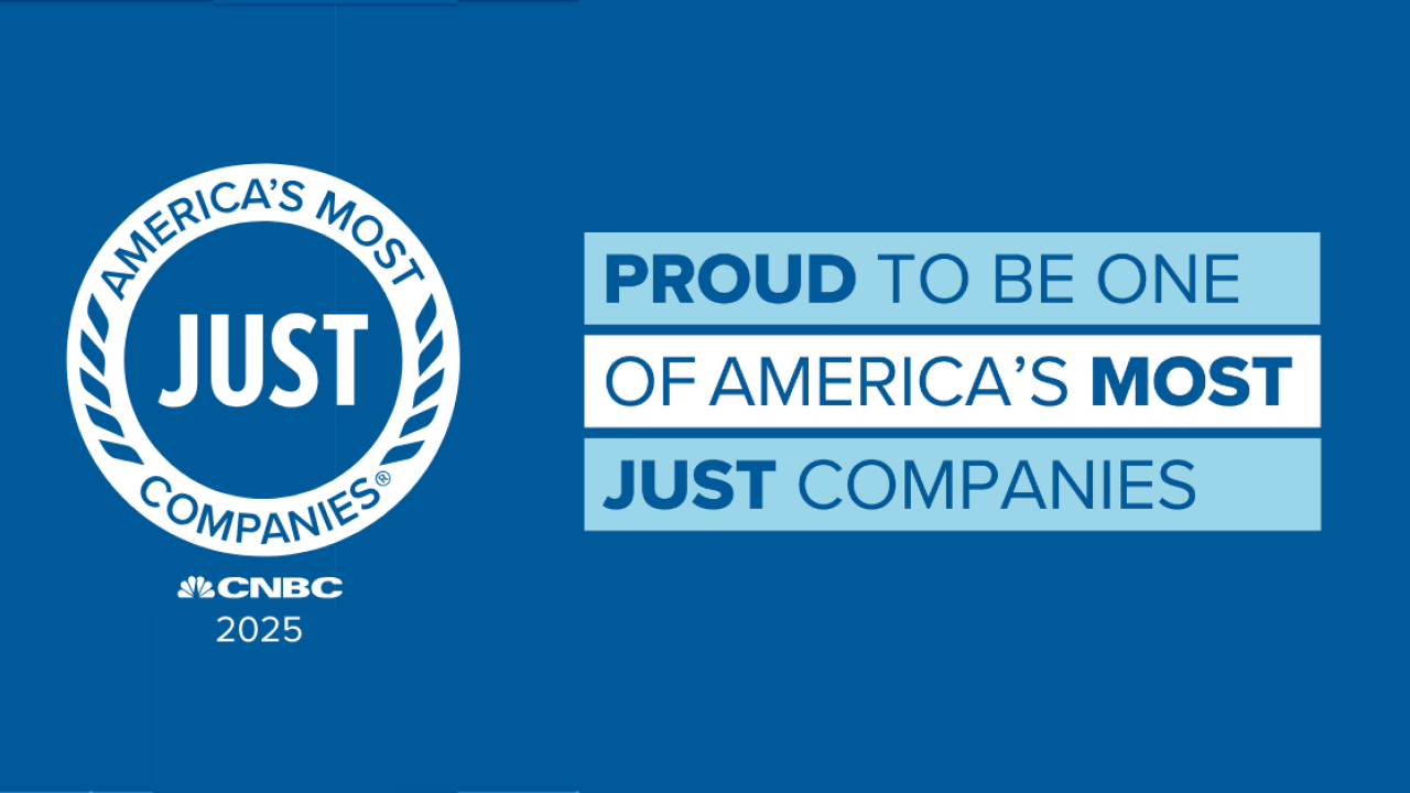 America’s Most JUST Companies logo. "Proud to be one of America’s Most JUST Companies"