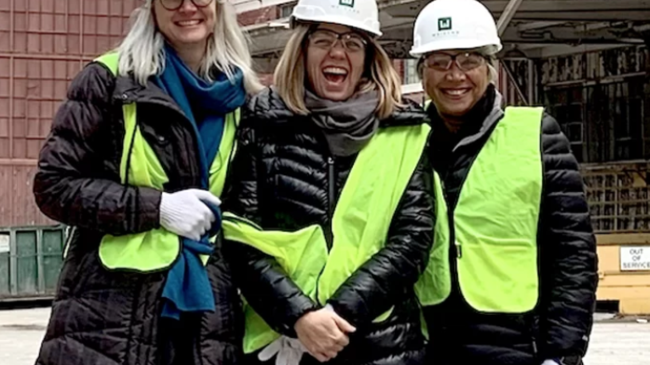 Calvert Impact's CEO Jenn Pryce (middle) with CIO Catherine Godschalk (left) and CRO Lauri Michel on a due diligence site visit in Fort Wayne, IN