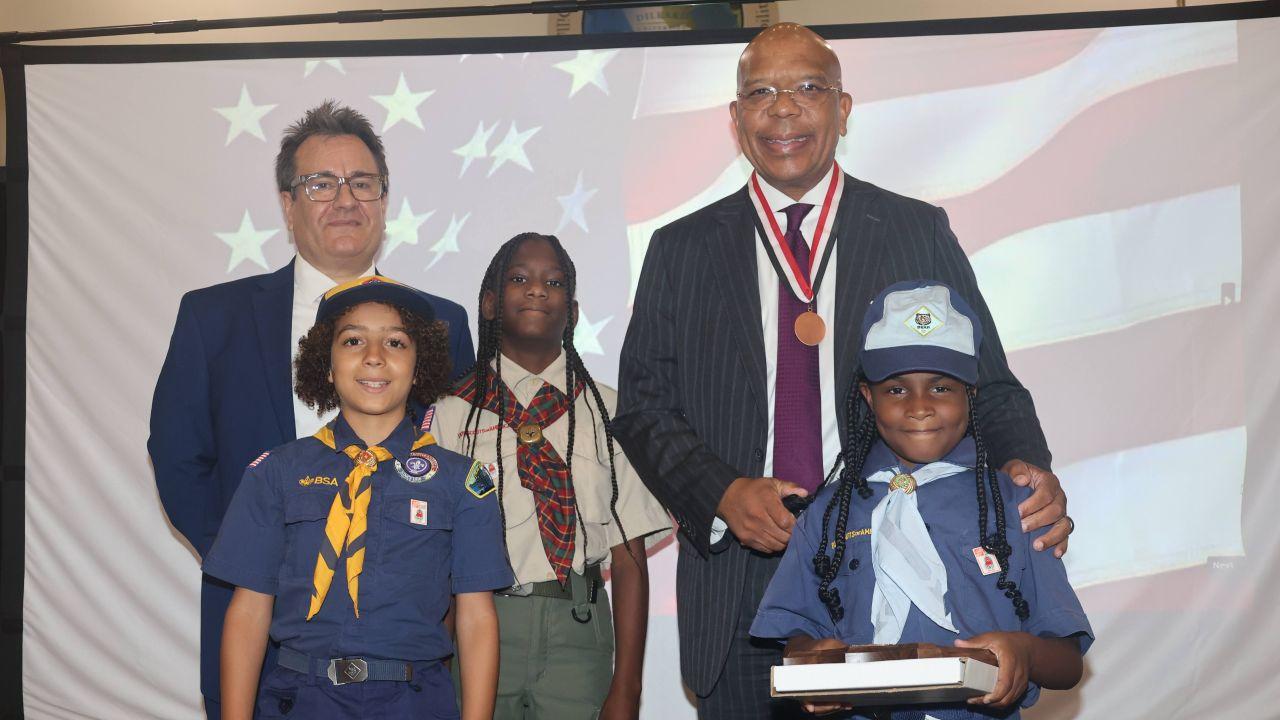 John Hudson receiving his award 