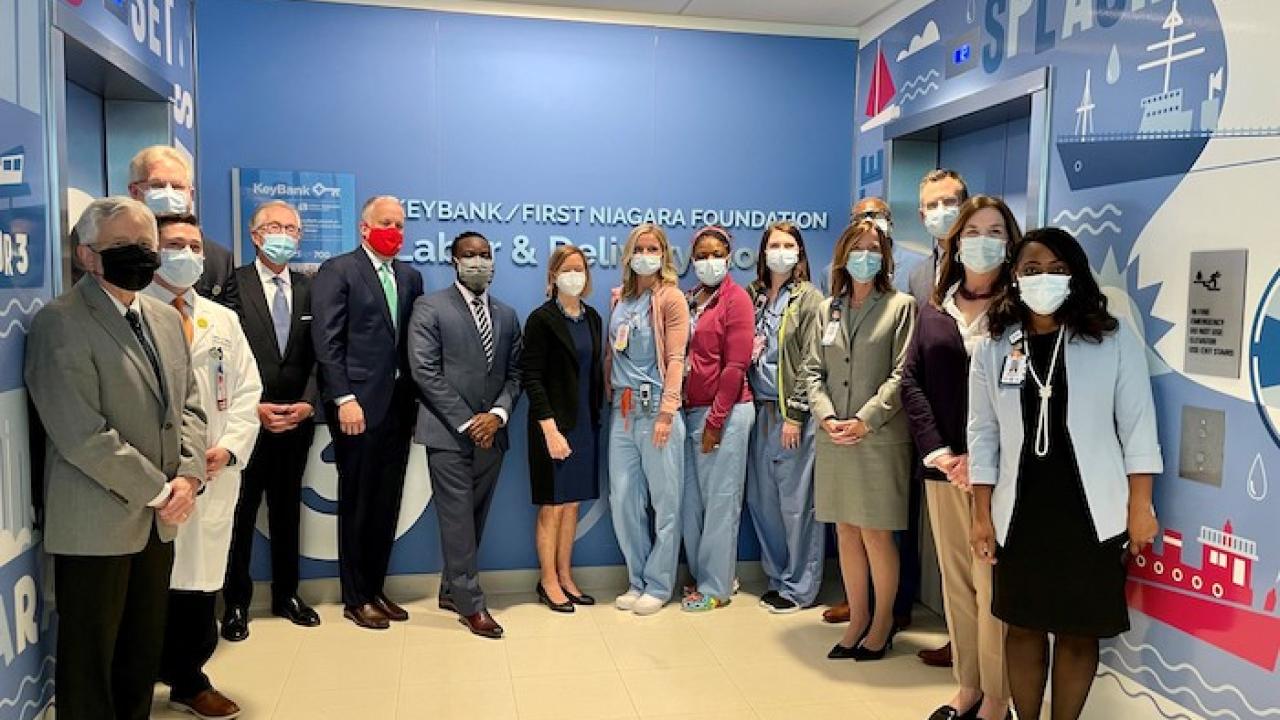Representatives from KeyBank, First Niagara and John R. Oishei Children's Hospital group photo.