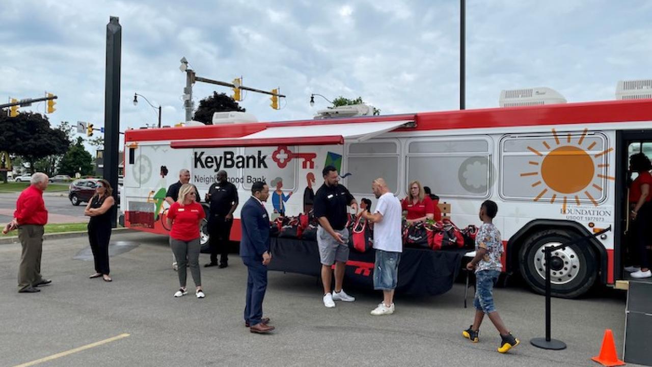 KeyBus and KeyBank team arrive in Buffalo.