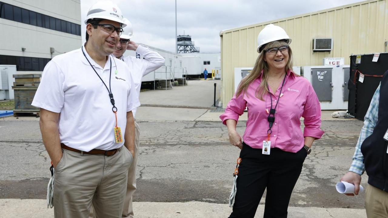 Kimberly Cook-Nelson at a nuclear power plants talking to others